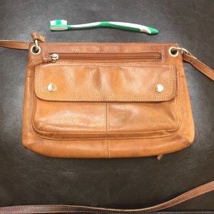 Vintage brown fossil cross body built in wallet